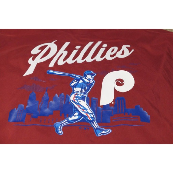 Men's XXL 2XL Fanatics Maroon PHILADELPHIA PHILLIES Polyester Button-Up - Picture 9 of 13